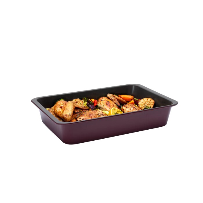 Product in use, filled with a chicked, vegetable and heard dish
