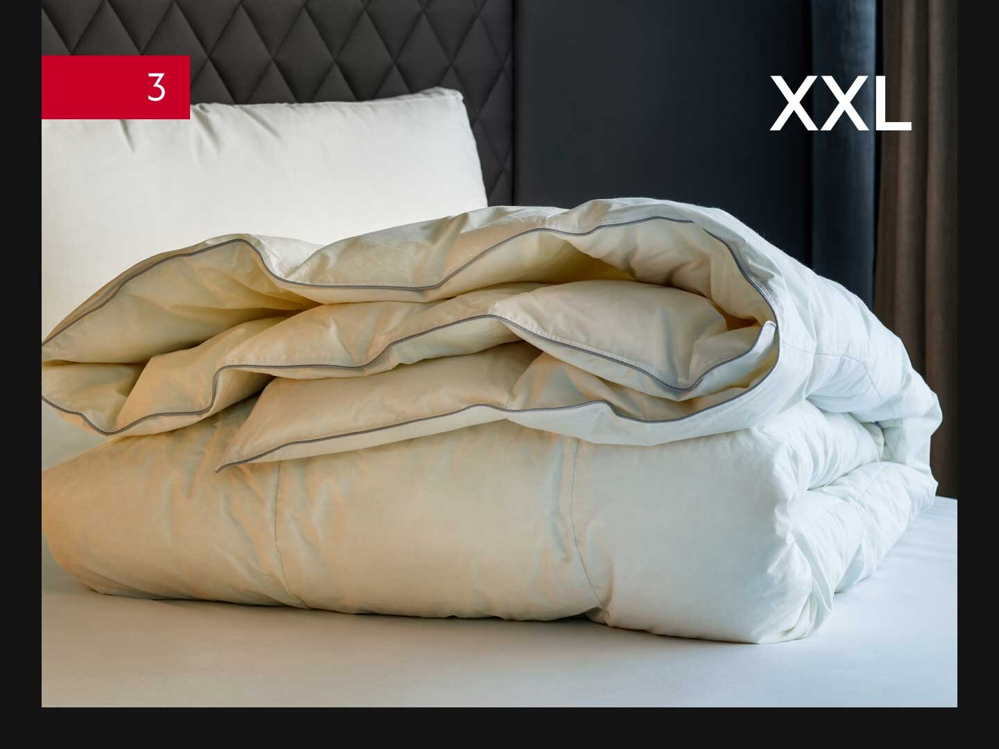 XXL-painopeitto sängyllä